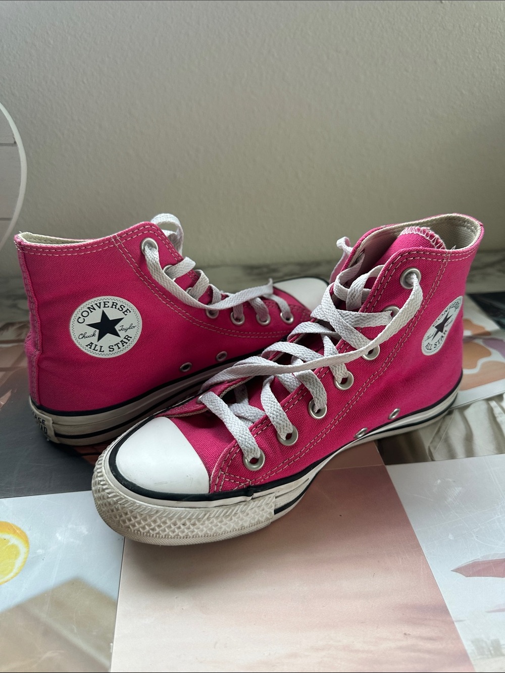 Converse Pink High Top Canvas Sneakers